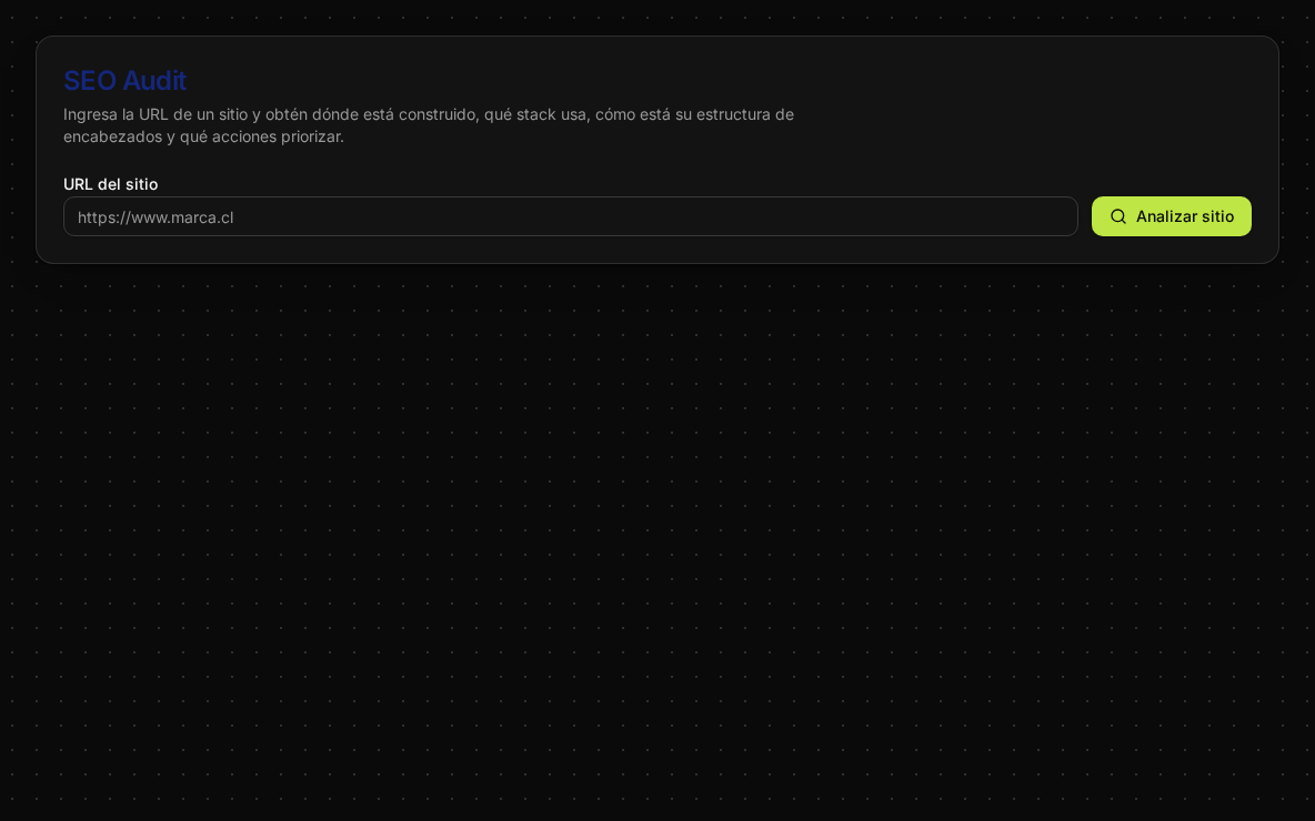 Vista de SEO Audit